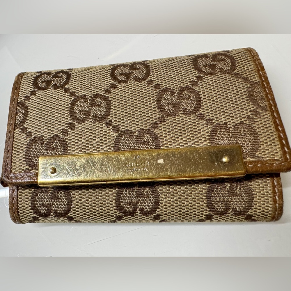 Gucci Tan and Brown Monogram key Wallet